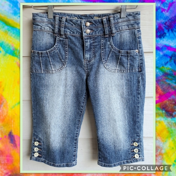 Candie's Button-Accent Denim Bermuda Shorts - Picture 1 of 16